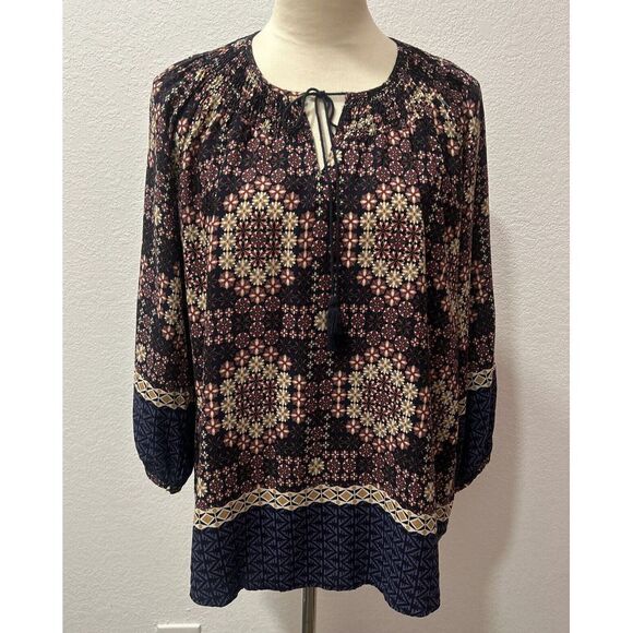 11 1 Tylho Anthropologie Blouse Size M Multicolor Floral - Picture 1 of 9